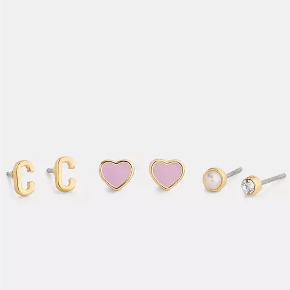 NWT Coach C Initial Stud Earrings Set - Picture 10 of 15